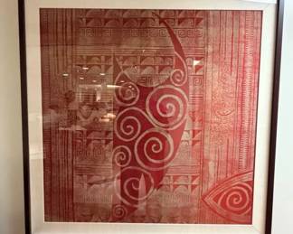 WGG034 Framed Pacific Islander Fabric Art Piece