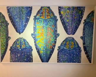 WGG337 Very Large Framed Painting of Beetles