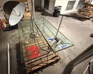 WGG516 Metal Leaf Glass tables with modern lamp bundle