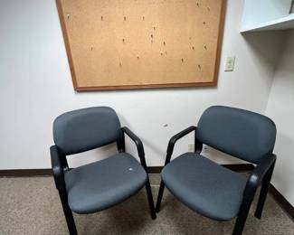 WGG388 Padded Chairs with Wall Mounted Cork Board Office Set