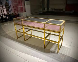WGG059 Vintage Style Brass & Glass Display Table