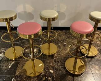 WGG079 (5) Adjustable Barstools w/ Gold-Tone Finished Base