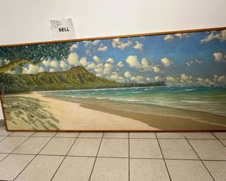 WGG354 Beach Painting With Diamond Head
