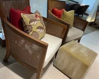 WGG185 Modern Wood Chairs W/ Cube Foot Stool