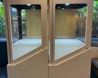 WGG667 Two White Display Cabinets With Recessed Lighting