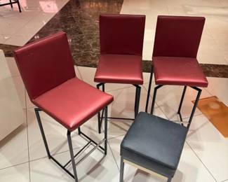 WGG068 Set of Upholstered Bar Stools with Low Black Stool