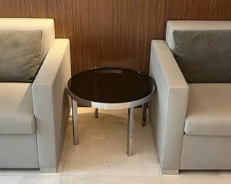 WGG195 (2) Leather Sofas With Pillows And A Table