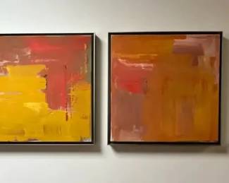 WGG397 Set of Four Warm Tone Abstract Paintings