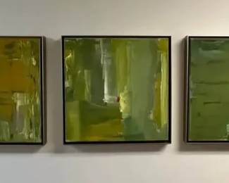 WGG395 Set of Five Green/Blue Theme Abstract Paintings