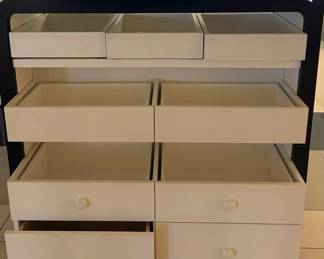 WGG172 White Wood Dresser With A Black Frame