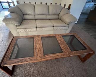 Leather Couch with coffee table