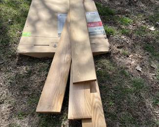 Oak wood planks and storm door