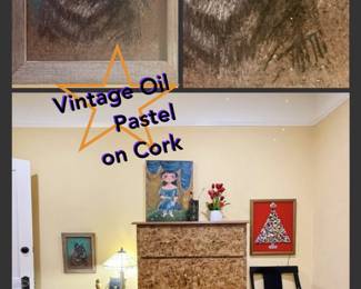 Original Vintage Painting on Cork 