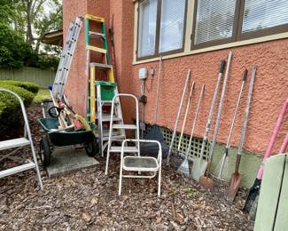 Vintage Garden tools and Ladders 