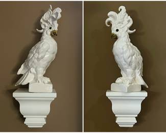 (2) Cockatoo Figurines 12.5" by Kay Finch 