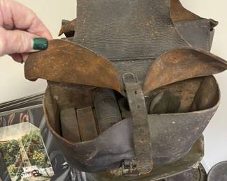 primitive saddle bag with contents 