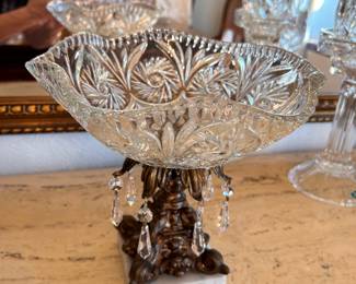 antique centerpiece COMPOTE WITH CRYSTALS