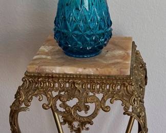 gilded, marble top plant stand