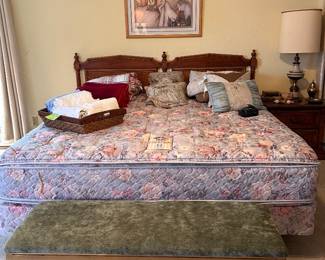 DIXIE solid wood furniture king size bed, bed bench