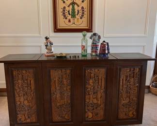 hand carved folding dry bar