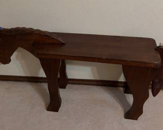 wood horse bench