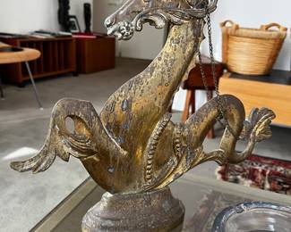 Antique Brass Venetian Seahorse Gondola Hippocampus Oar Lock