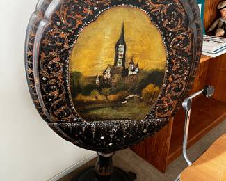 Antique Victorian Tilt-Top Table/Paper-Mache Tea, Supper or Wine Table