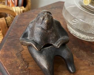 Vintage Scott Nelles Bronze Abstract Man Box Sculpture 