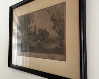 Robert Shaw Signed Etching-Moore House, Yorktown, PA