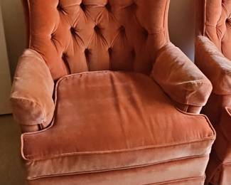 Ethan Allen Traditional Classics Orange Velvet Tufted Armchair