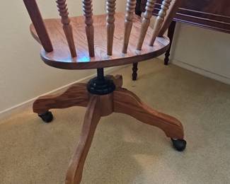 Vintage Oak Spindle Back Windsor Style Office Chair