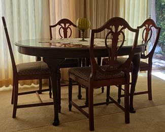 Vintage Mahogany Shield Back Dining Chairs and Oval Table Set