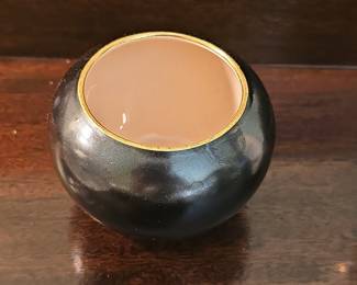 Black Ceramic Vase with Gold Rim