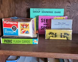 Vintage Educational Games and Flashcards Set