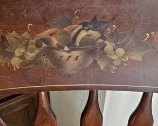 Antique Wooden Rocking Chair with Hand-Painted Fruit Motif