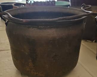 Antique Hand Hammered Copper Cauldron Pot
