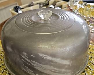 Vintage West Bend Aluminum Cake Carrier with Glass Plate