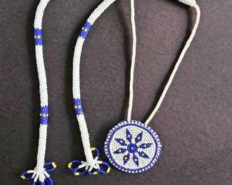 Native American Seed Bead Medallion Necklace