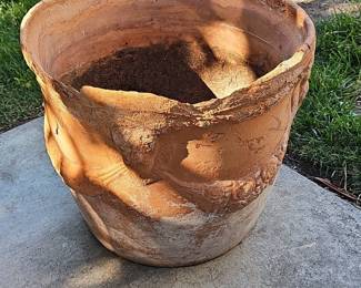 Vintage Boho Patinated Floral Band Terracotta Planter