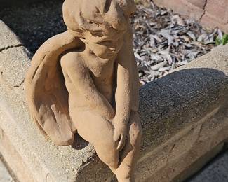 Terracotta Sitting Cherub Garden Statue