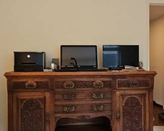 Antique Carved Oak Sideboard Buffet