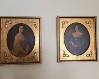 Pair of Victorian Oval Portraits in Gilt Frames