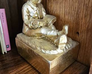 Gilt Bronze Bookends of a Boy Reading