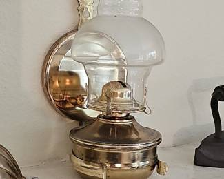Brass Wall-Mounted Oil Lamp