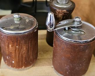 Vintage Wooden Salt and Pepper Grinders Set