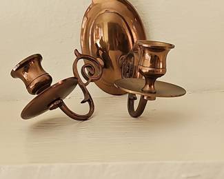 Vintage Gregorian Copper Double Wall Candle Sconces