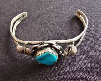 Navajo Sterling Silver Turquoise Cuff Bracelet
