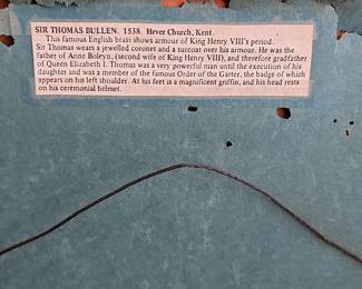 Sir Thomas Bullen Brass Rubbing Reproduction