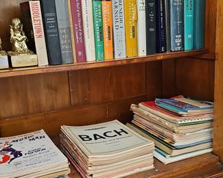 Collection of Vintage Books, Sheet Music, and Decorative Figurines