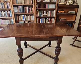 Antique Oak Barley Twist Draw-Leaf Dining Table